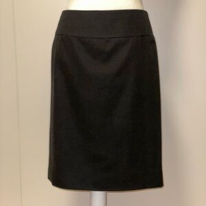 Banana Republic, black wool pencil skirt, exposed back zipper, size 6